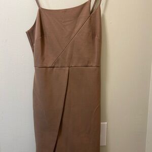 Lush Brown Sheath Dress with Asymmetrical Spaghetti Straps